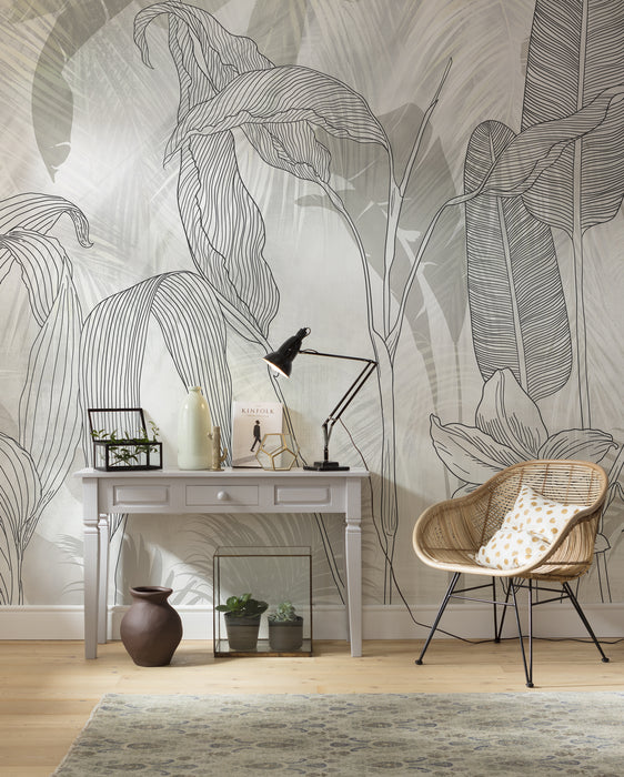 Komar NEU | Digitaldruck Vlies Fototapete - Linierte Lilien - Größe 400 x 250 cm