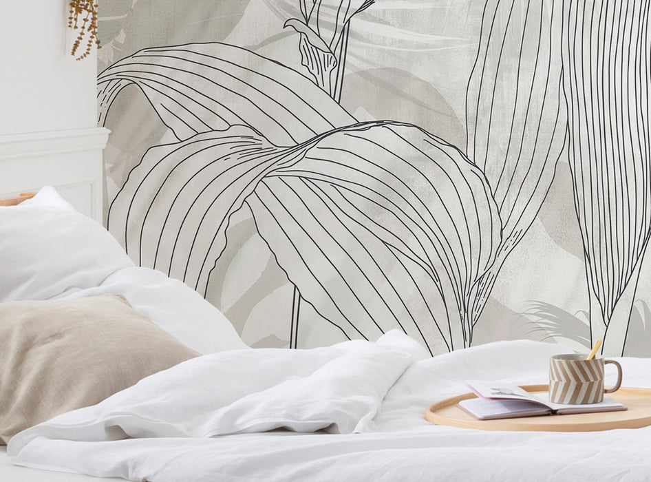 Komar NEU | Digitaldruck Vlies Fototapete - Linierte Lilien - Größe 400 x 250 cm