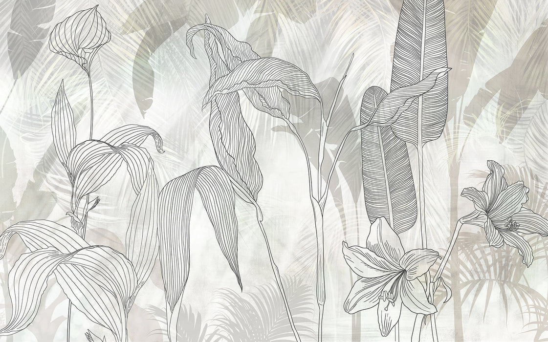 Digitaldruck Vlies Fototapete | Linierte Lilien | 400 x 250 cm