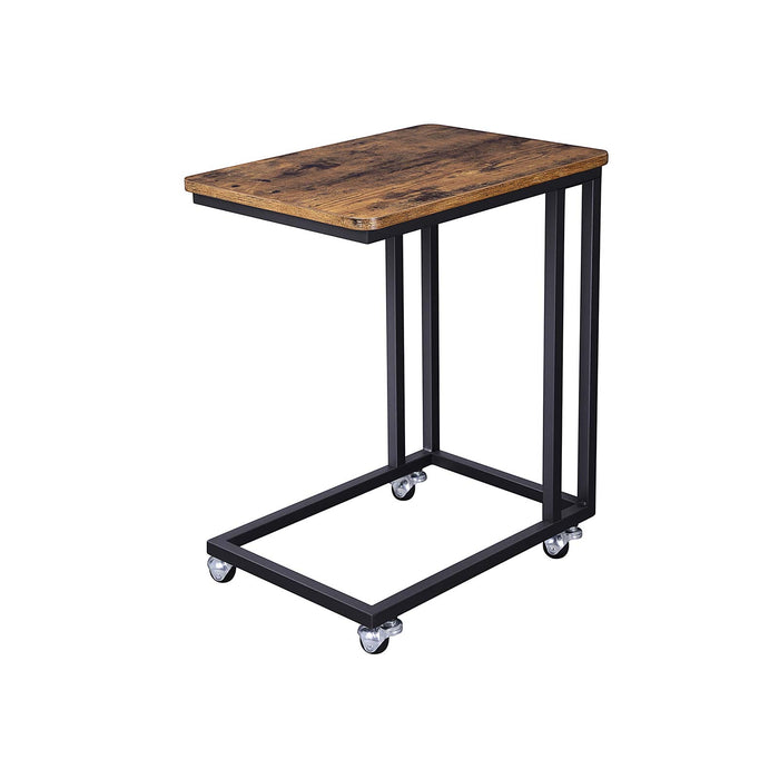 AUSLAUF VASAGLE | End Table, Side Table, Coffee Table, with Steel Frame und Castors, Easy Assembly, Industrial, for Living room, Bedroom, Balcony, rustikal braun und Black LNT50X