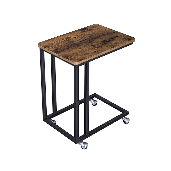 AUSLAUF VASAGLE | End Table, Side Table, Coffee Table, with Steel Frame und Castors, Easy Assembly, Industrial, for Living room, Bedroom, Balcony, rustikal braun und Black LNT50X