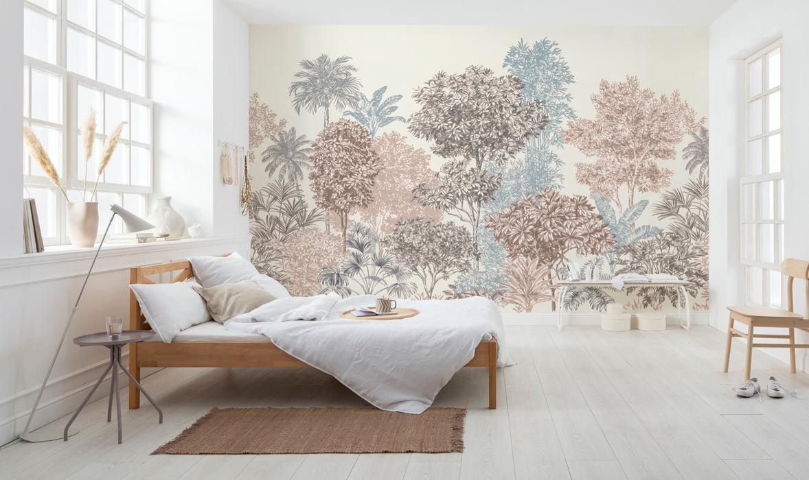 Digitaldruck Vlies Fototapete | Painted Trees | 400 x 280 cm