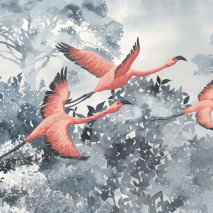 Digitaldruck Vlies Fototapete | Flamingos in the Sky | 400 x 280 cm