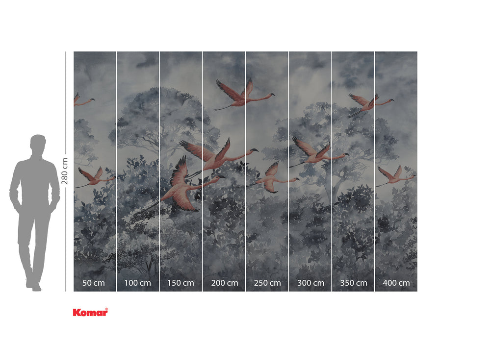 Digitaldruck Vlies Fototapete | Flamingos in the Sky | 400 x 280 cm