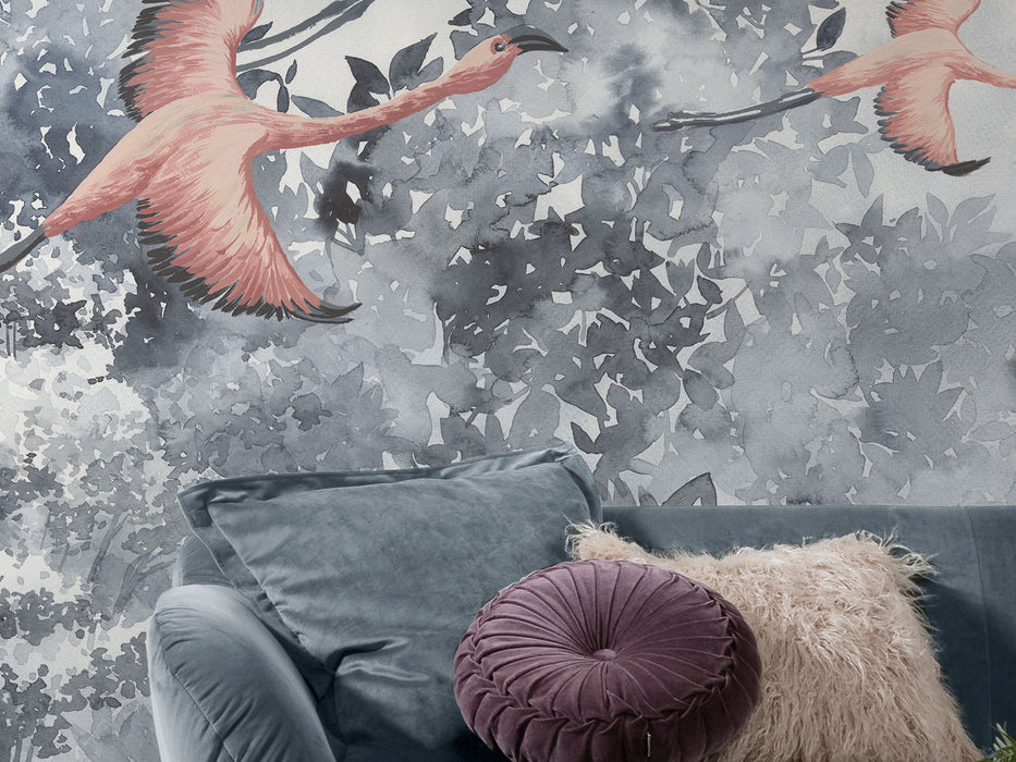 Digitaldruck Vlies Fototapete | Flamingos in the Sky | 400 x 280 cm