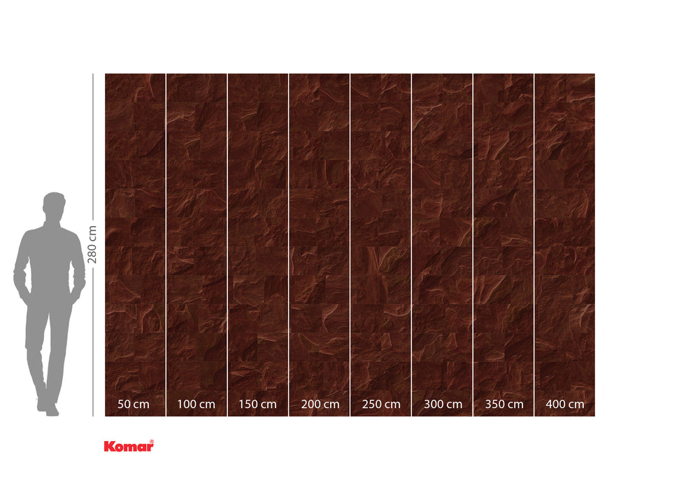 Digitaldruck Vlies Fototapete | Red Slate Tiles | 400 x 280 cm