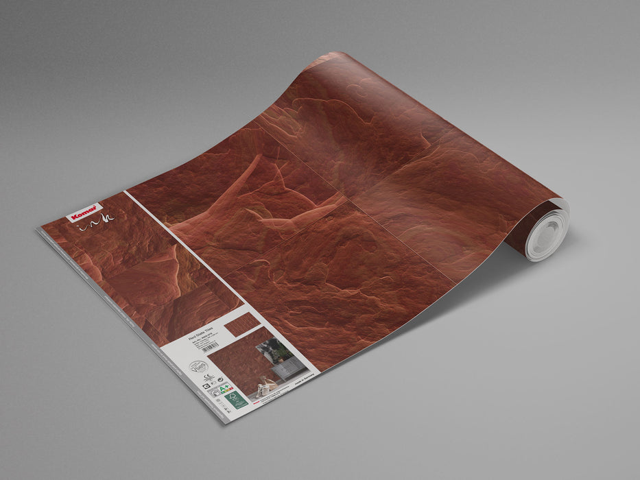 Digitaldruck Vlies Fototapete | Red Slate Tiles | 400 x 280 cm