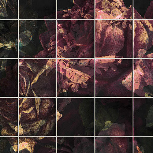 Digitaldruck Vlies Fototapete | Tiles Flowers | 400 x 280 cm