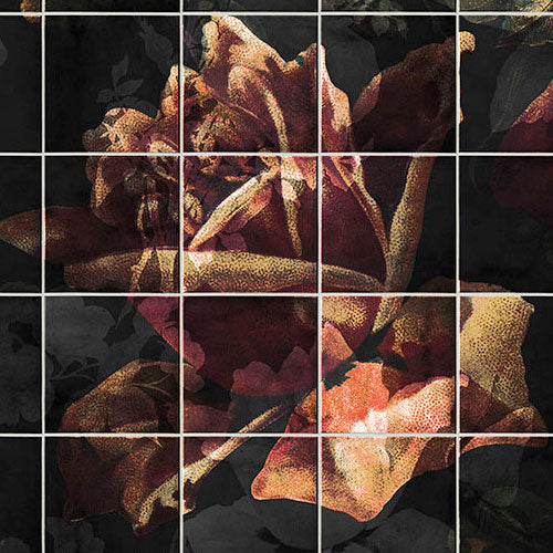 Digitaldruck Vlies Fototapete | Tiles Flowers | 400 x 280 cm