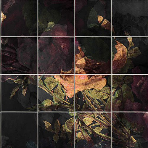 Digitaldruck Vlies Fototapete | Tiles Flowers | 400 x 280 cm