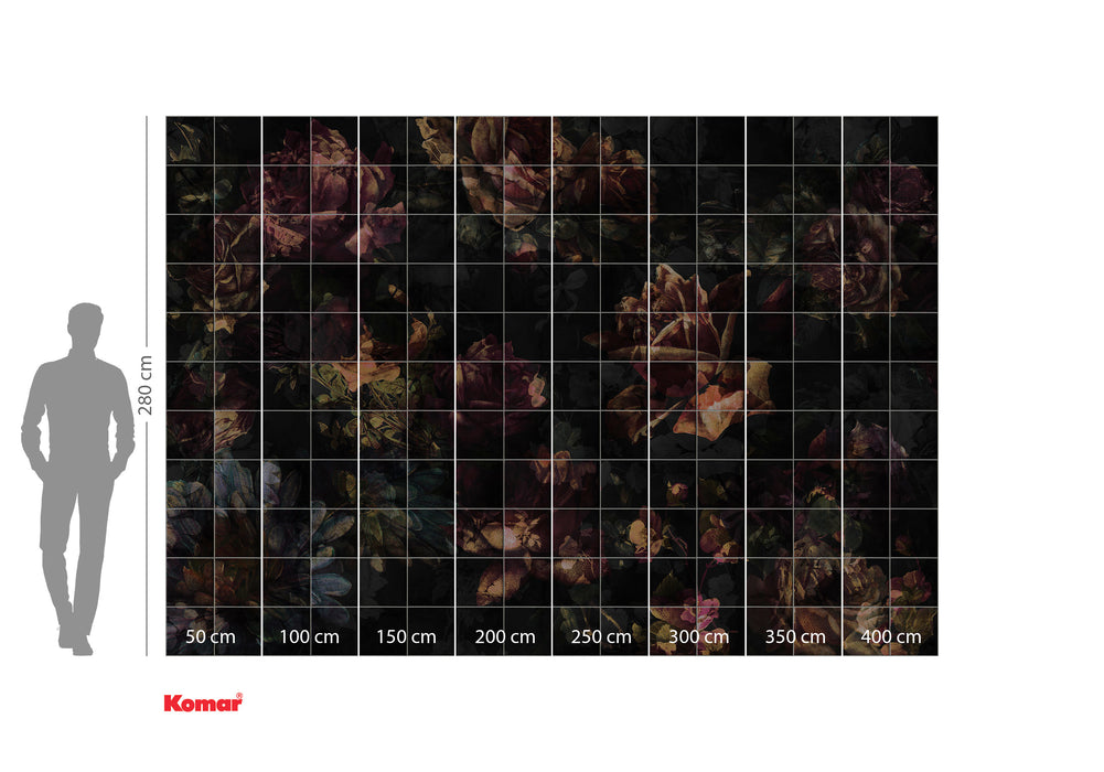 Digitaldruck Vlies Fototapete | Tiles Flowers | 400 x 280 cm