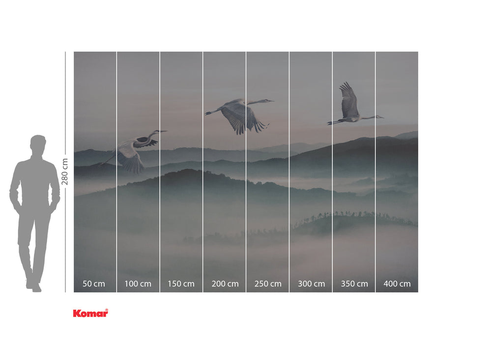 Digitaldruck Vlies Fototapete | Mystic Cranes | 400 x 280 cm
