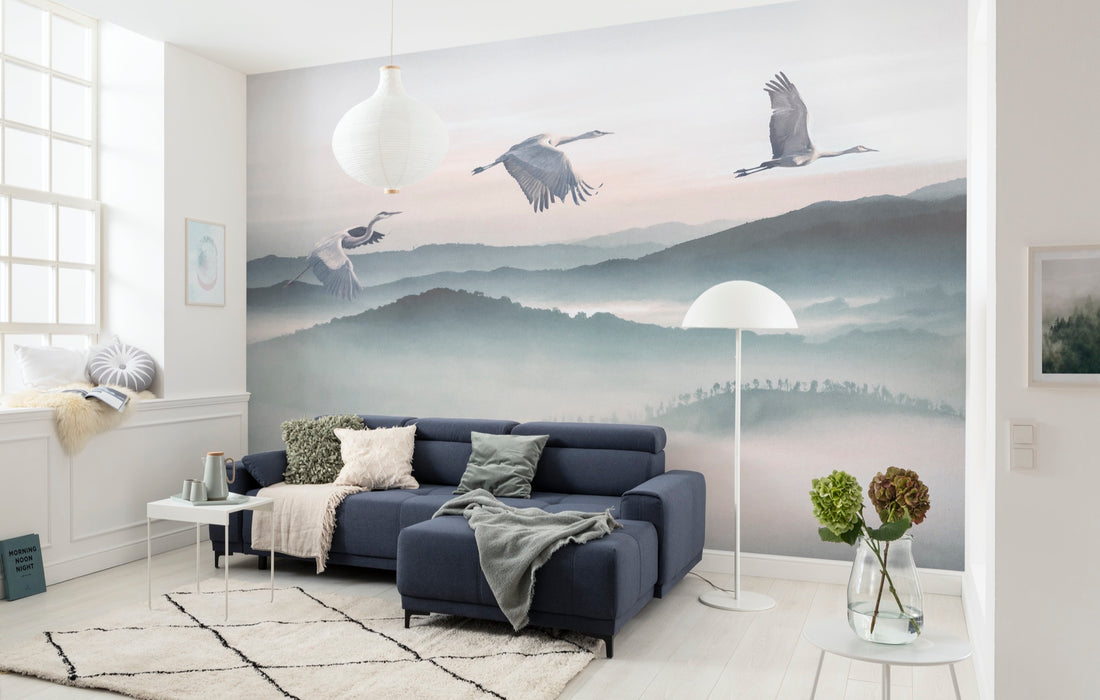 Digitaldruck Vlies Fototapete | Mystic Cranes | 400 x 280 cm