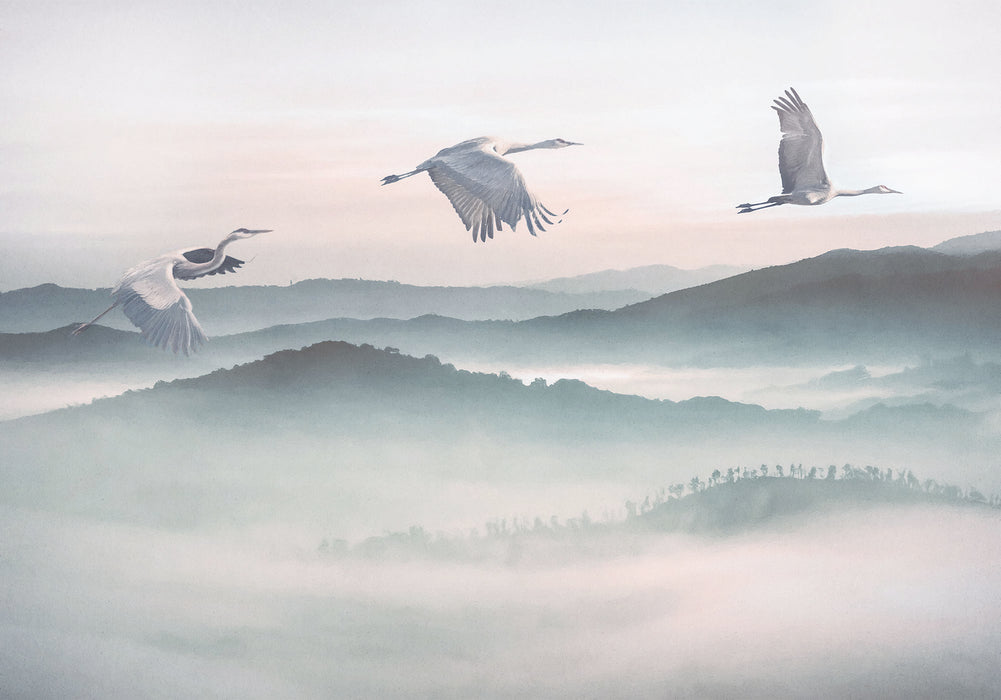 Digitaldruck Vlies Fototapete | Mystic Cranes | 400 x 280 cm