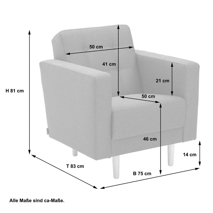 NEU Max Winzer | Jasmin | Sessel | Flachgewebe | Füße Esche Natur (konisch rund)