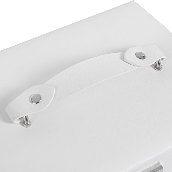 AUSLAUF SONGMICS | 3-Tier Jewellery Box, Travel Jewellery Case with Handle, 2 Drawers, Lockable Jewellery Organiser with Mirror, Jewellery Storage, Modern Style, Gift for Loved Ones, weiß JBC154W01