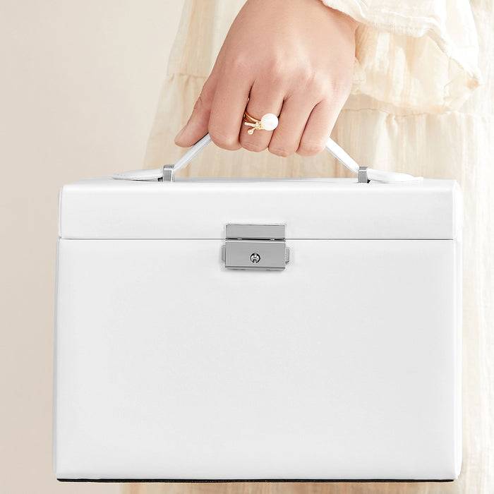 AUSLAUF SONGMICS | Jewellery Box, Jewellery Organiser 4 Levels, Lockable Jewellery Storage Case with Trays, Velvet Lining, weiß JBC159W01