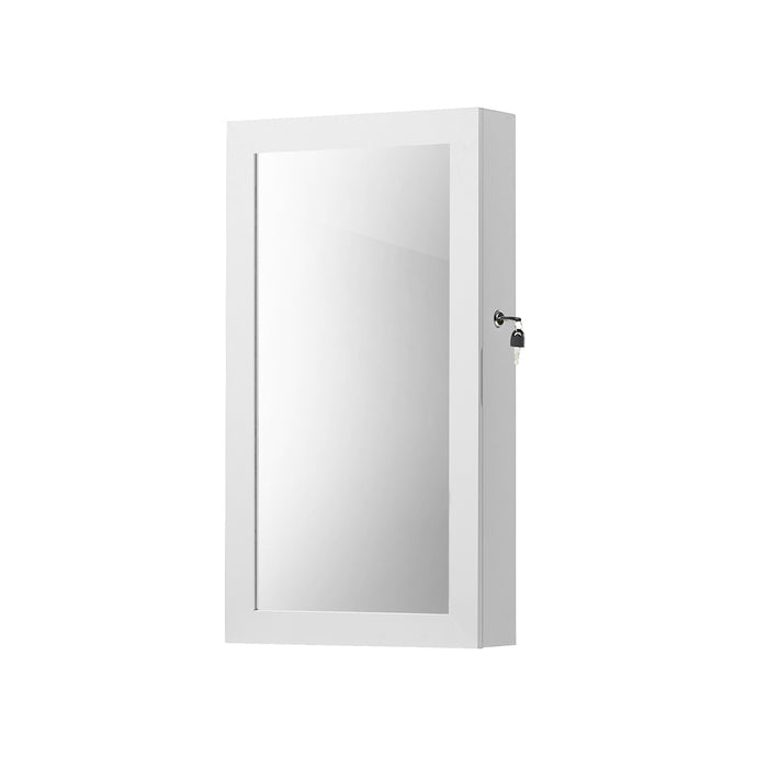 AUSLAUF SONGMICS | weiß Mirrored Lockable Jewellery Cabinet, Wall Mount Jewellery Organiser, Gift Idea JBC51W