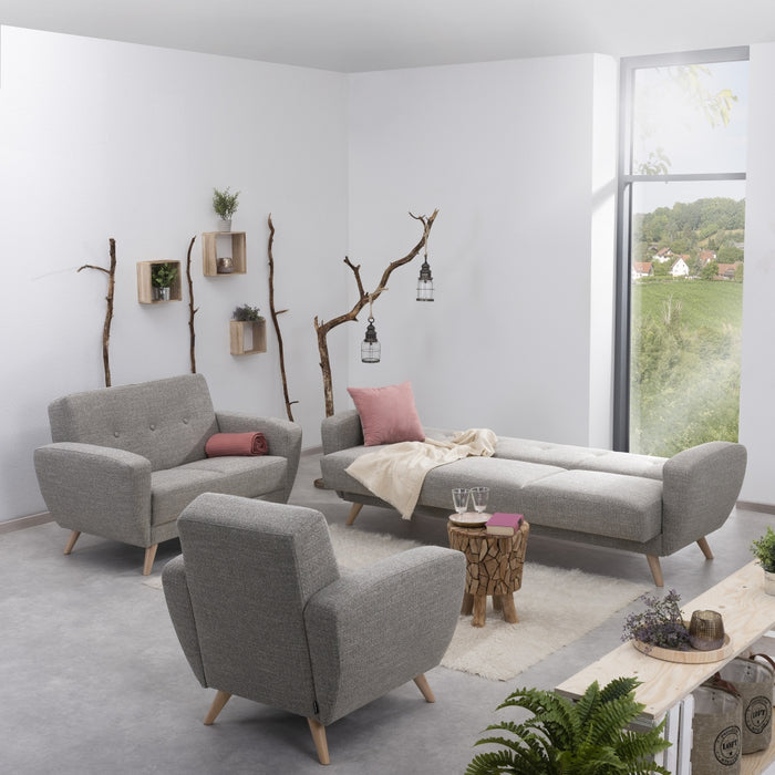 Jerry | Sofa 3-Sitzer mit Bettfunktion | Flachgewebe | Grau