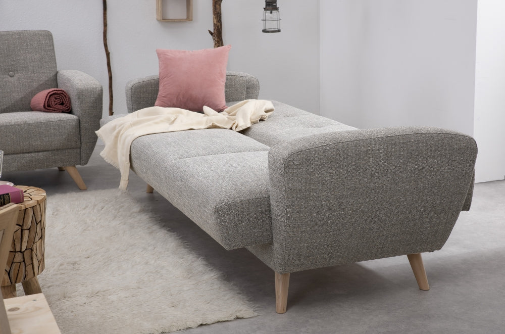 Jerry | Sofa 3-Sitzer mit Bettfunktion | Flachgewebe | Grau