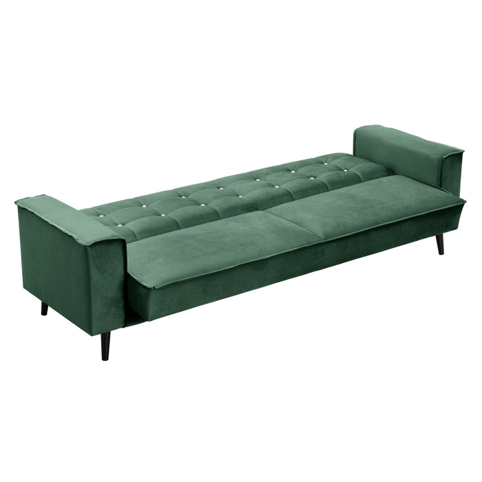 NEU Max Winzer | Jersey | Sofa | Sofa 3-Sitzer mit Bettfunktion | Samtvelours | Füße Buche Schwarz Lackiert (konisch rund)