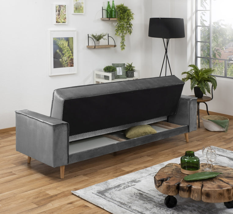 NEU Max Winzer | Jolene | Sofa | Sofa 3-Sitzer mit Bettfunktion | Samtvelours | Füße Buche Eichefarbig Lackiert (konisch rund)
