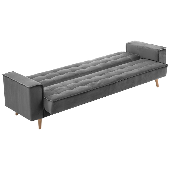 NEU Max Winzer | Jolene | Sofa | Sofa 3-Sitzer mit Bettfunktion | Samtvelours | Füße Buche Eichefarbig Lackiert (konisch rund)