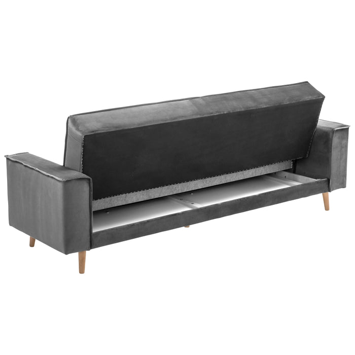 NEU Max Winzer | Jolene | Sofa | Sofa 3-Sitzer mit Bettfunktion | Samtvelours | Füße Buche Eichefarbig Lackiert (konisch rund)