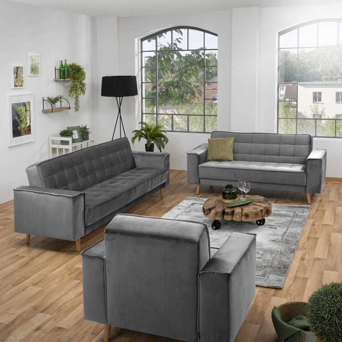 NEU Max Winzer | Jolene | Sofa | Sofa 2-Sitzer | Samtvelours | Füße Buche Eichefarbig Lackiert (konisch rund)