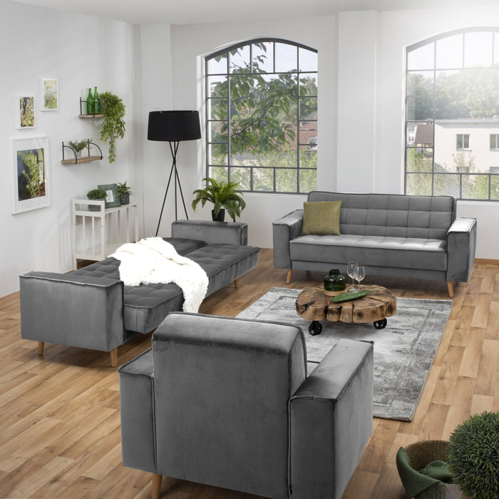 NEU Max Winzer | Jolene | Sessel | Samtvelours | Füße Buche Eichefarbig Lackiert (konisch rund)