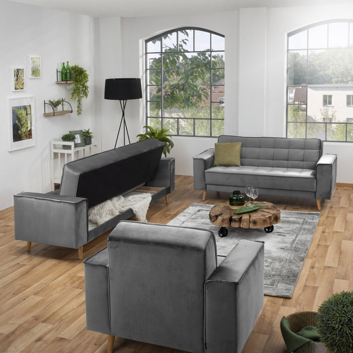 NEU Max Winzer | Jolene | Sofa | Sofa 2-Sitzer | Samtvelours | Füße Buche Eichefarbig Lackiert (konisch rund)