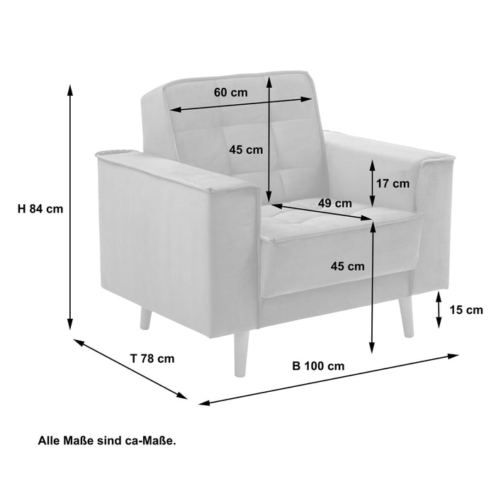 NEU Max Winzer | Jolene | Sessel | Samtvelours | Füße Buche Eichefarbig Lackiert (konisch rund)