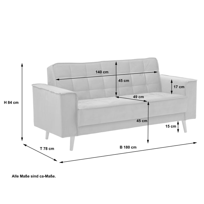 NEU Max Winzer | Jolene | Sofa | Sofa 2-Sitzer | Samtvelours | Füße Buche Eichefarbig Lackiert (konisch rund)