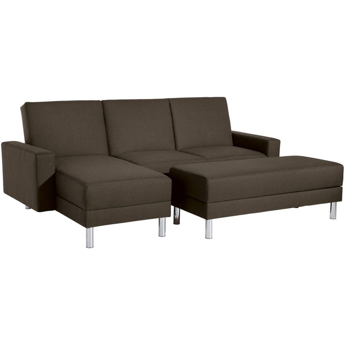 NEU Max Winzer | Just Fashion | Sofa | Funktionssofa mit Hocker | Flachgewebe | Füße Metall Verchromt (rund)