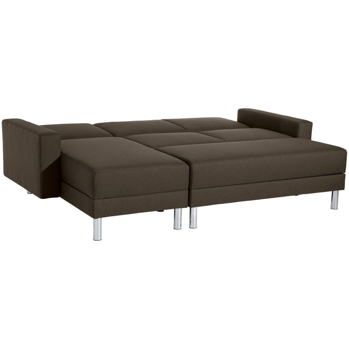 NEU Max Winzer | Just Fashion | Sofa | Funktionssofa mit Hocker | Flachgewebe | Füße Metall Verchromt (rund)