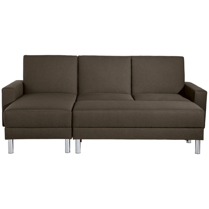 NEU Max Winzer | Just Fashion | Sofa | Funktionssofa mit Hocker | Flachgewebe | Füße Metall Verchromt (rund)