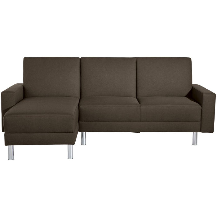 NEU Max Winzer | Just Fashion | Sofa | Funktionssofa mit Hocker | Flachgewebe | Füße Metall Verchromt (rund)