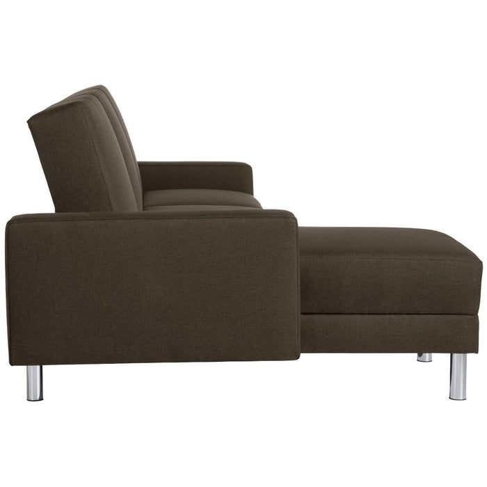NEU Max Winzer | Just Fashion | Sofa | Funktionssofa mit Hocker | Flachgewebe | Füße Metall Verchromt (rund)