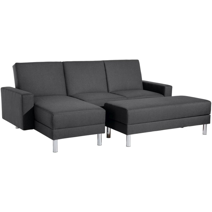 NEU Max Winzer | Just Fashion | Sofa | Funktionssofa mit Hocker | Flachgewebe | Füße Metall Verchromt (rund)