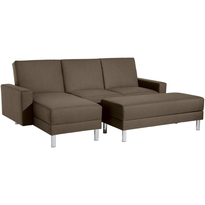 NEU Max Winzer | Just Fashion | Sofa | Funktionssofa mit Hocker | Flachgewebe | Füße Metall Verchromt (rund)