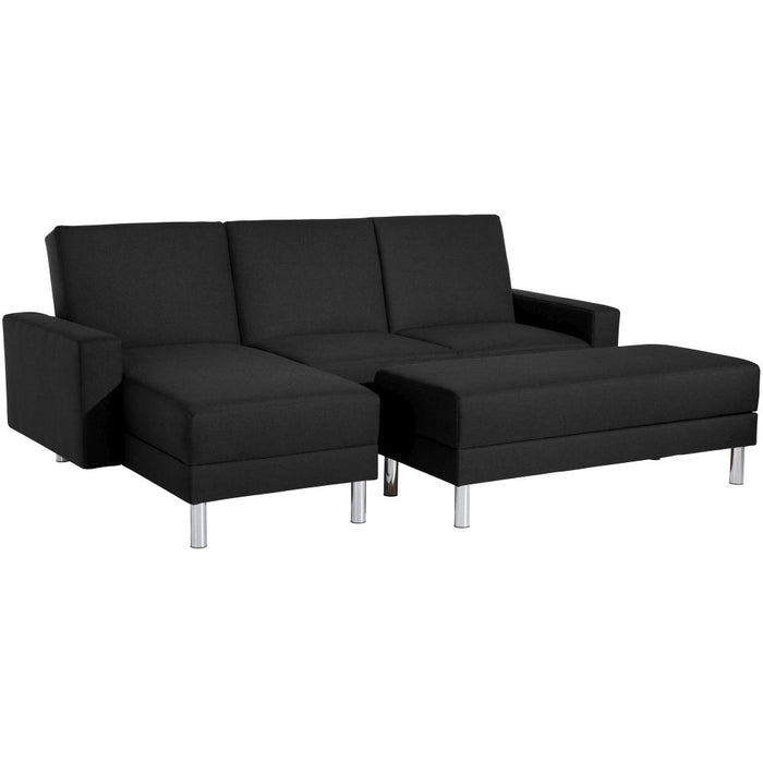 NEU Max Winzer | Just Fashion | Sofa | Funktionssofa mit Hocker | Flachgewebe | Füße Metall Verchromt (rund)