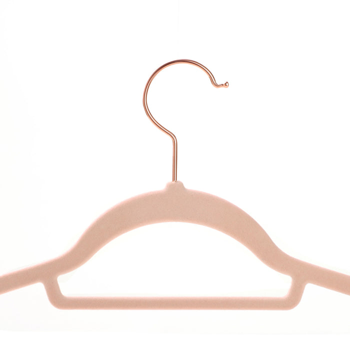 AUSLAUF SONGMICS | Velvet Hangers, Set of 50 Coat Hangers for Clothes, Non-Slip, with Tie Bar und Rose gold Hook, Space-Saving, 0.6 cm Thick, 43.5 cm Long, for Dresses Trousers, Light Pink CRF21PK50