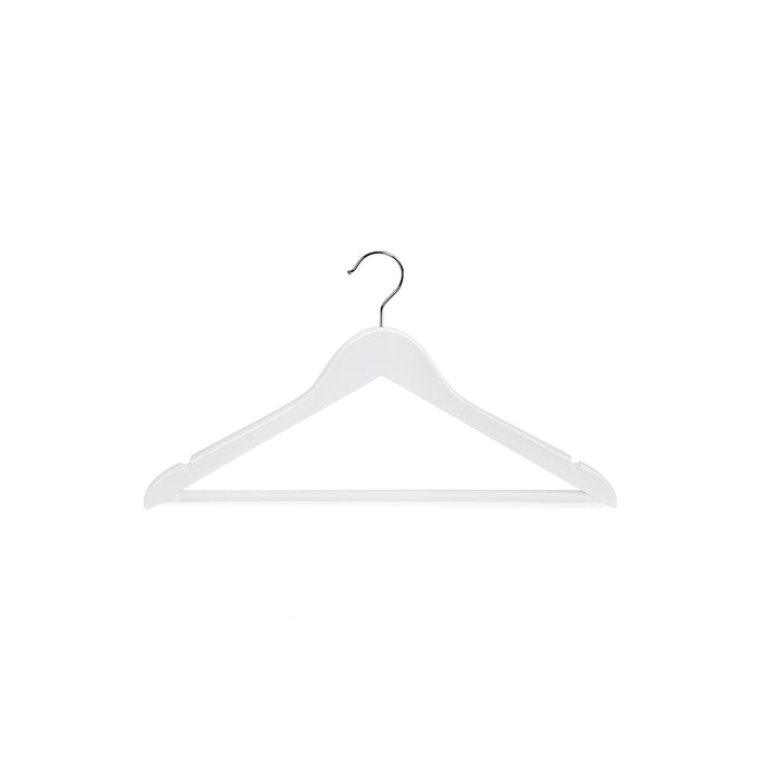 AUSLAUF SONGMICS | Wooden Hangers, Set of 20, Coat Hangers, Clothes Hangers, with Shoulder Notches, Anti-Slip Trousers Bar, 360° Swivel Hook, for Suits, Shirts, Coats, weiß und Silver CRW03W-20