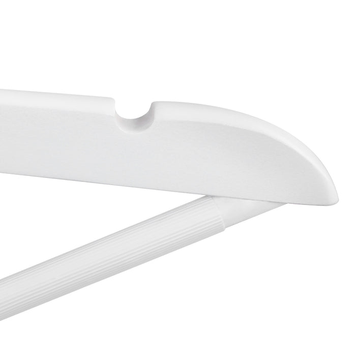 AUSLAUF SONGMICS | Wooden Hangers, Set of 20, Coat Hangers, Clothes Hangers, with Shoulder Notches, Anti-Slip Trousers Bar, 360° Swivel Hook, for Suits, Shirts, Coats, weiß und Silver CRW03W-20