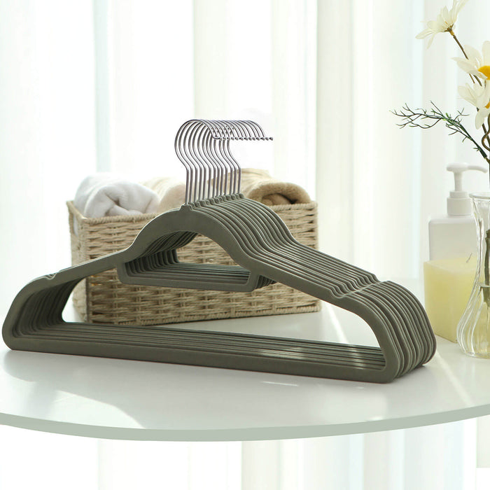 SONGMICS | Kleiderbügel Samt 20 Stück Grau