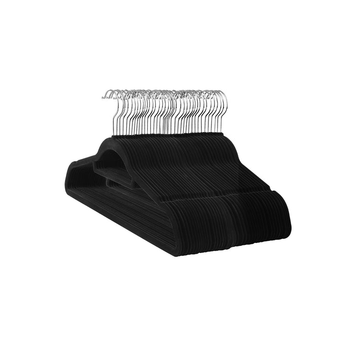 AUSLAUF SONGMICS | Velvet Hangers, Set of 20 Clothes Coat Hangers, Non-Slip, with Tie Bar und 360° Swivel Hook, Space-Saving, 0.6 cm Thick, 43.5 cm Long, for Dresses Trousers, Black CRF20B