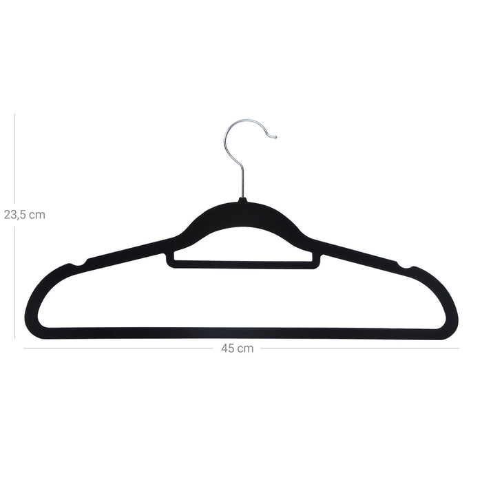 AUSLAUF SONGMICS | Velvet Hangers, Set of 20 Clothes Coat Hangers, Non-Slip, with Tie Bar und 360° Swivel Hook, Space-Saving, 0.6 cm Thick, 43.5 cm Long, for Dresses Trousers, Black CRF20B