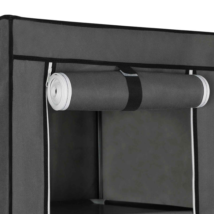 AUSLAUF SONGMICS | tragbar Wardrobe, faltbar Closet, Clothes Storage Organiser with Hanging Rail, Shelves, Fabric Cover, for Bedroom, Cloakroom, 150 x 45 x 175 cm, grau LSF03G