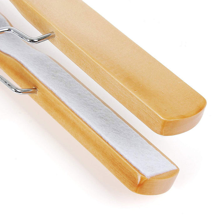 AUSLAUF SONGMICS | 12 Pcs Wooden Trouser Hangers Non-Slip Chrome Hook 360 Degree Rotating Natural CRW007-12