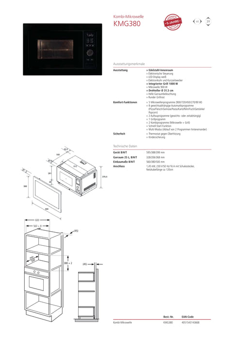 KMG380 | Einbau-Mikrowelle